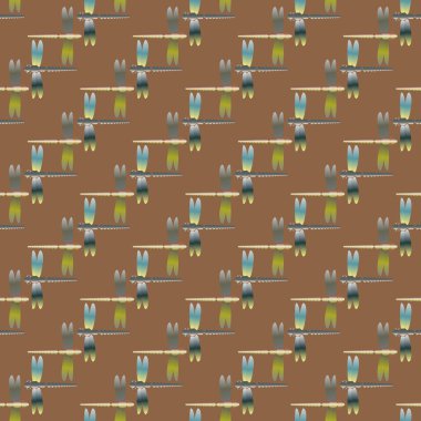 Dekoratif renkli seamless modeli ile şirin yusufçuk