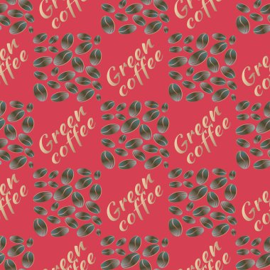 Yeşil kahve çekirdekleri Dikişsiz desen arka plan