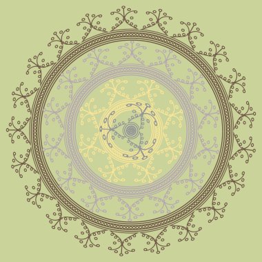 Basit renkli soyut mandala. Basit şekiller oluşan parlak dairesel süsleme. 