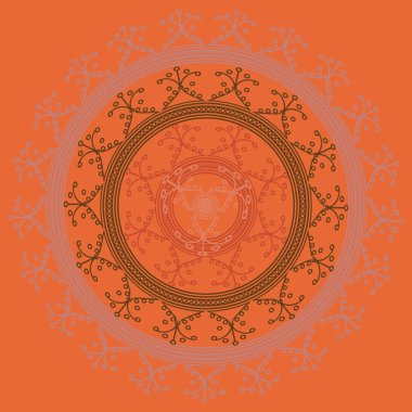 Basit renkli soyut mandala. Basit şekiller oluşan parlak dairesel süsleme. 