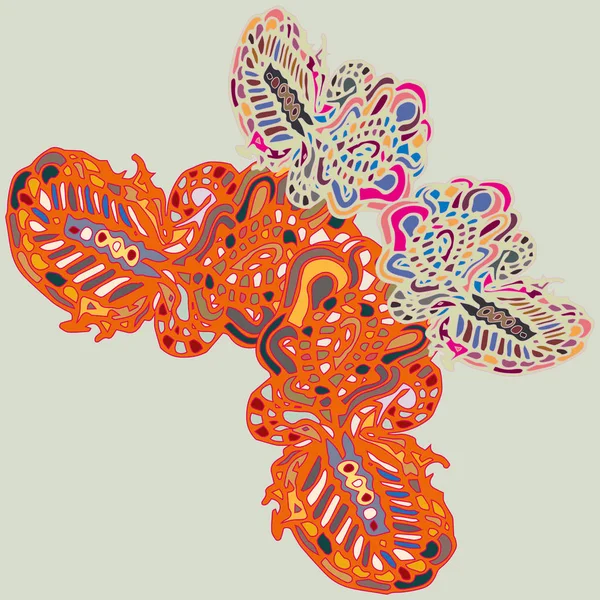 Abstrakt Gemusterter Bunter Heller Schmetterling Mit Flügeln Textildruck Vektorillustration Für — Stockvektor