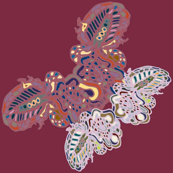 Абстрактная Узорчатая Красочная Яркая Бабочка Крыльями Текстильная Печать Векторная Иллюстрация — стоковый вектор