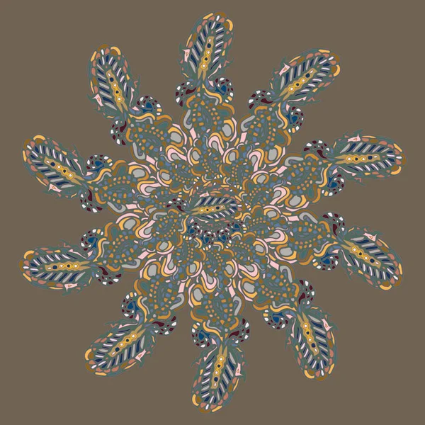 Nuevo Mandala Simétrico Estilo Zentangle Inspirado Arte Con Garabato Objeto — Archivo Imágenes Vectoriales