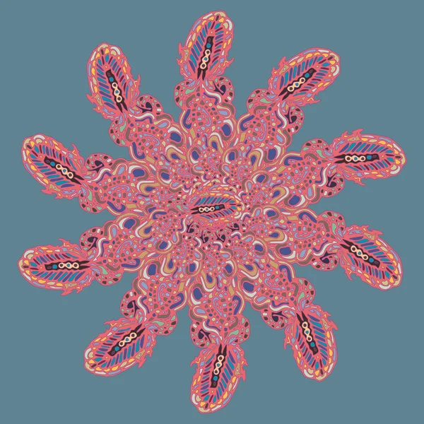 New Symmetrical Mandala Style Zentangle Inspired Art Doodle Decorative Object — Stock Vector