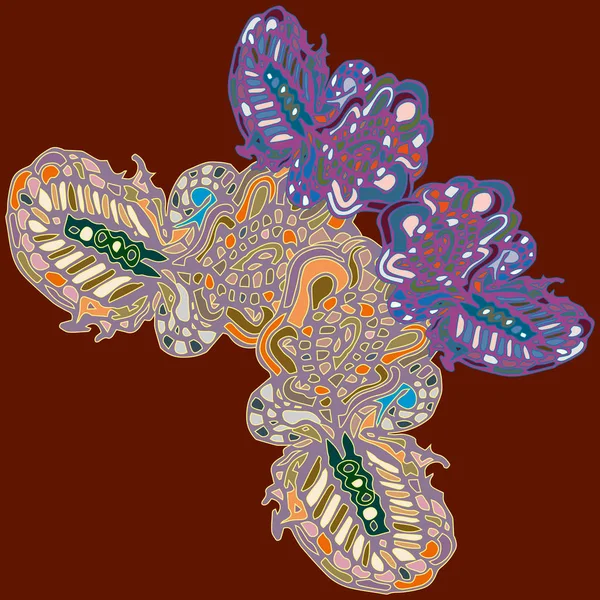 Abstracto Modelado Colorido Brillante Mariposa Con Alas Impresión Textil Ilustración — Vector de stock