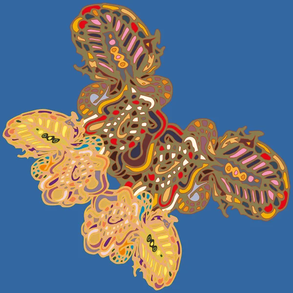 抽象图案五颜六色的明亮蝴蝶与翅膀 纺织品打印 矢量插图 用于面料设计 — 图库矢量图片