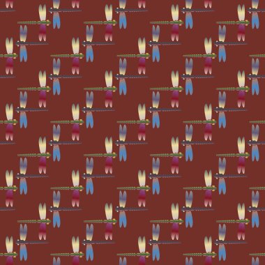 Dekoratif renkli seamless modeli ile şirin yusufçuk