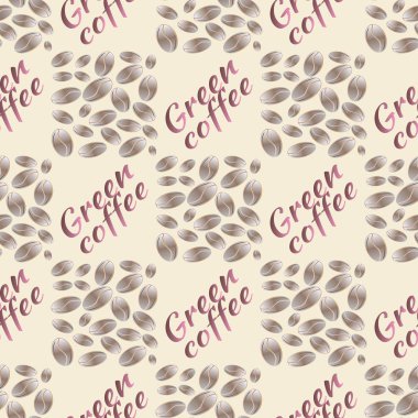 Yeşil kahve çekirdekleri Dikişsiz desen arka plan