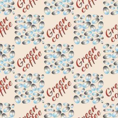 Yeşil kahve çekirdekleri Dikişsiz desen arka plan