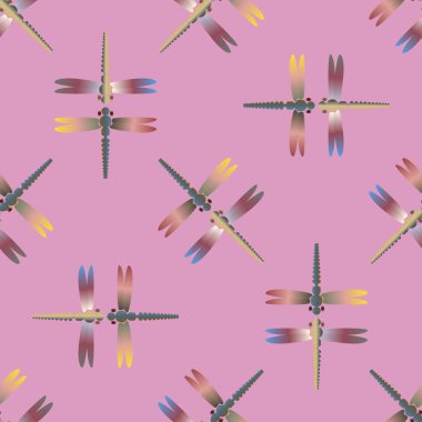 Yusufçuk, vektör çizim ile Dikişsiz soyut desen. Desen kartı, davet, ambalaj kağıdı, tekstil kumaş için 