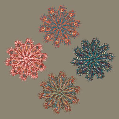 Stil zentangle yeni simetrik mandala doodle ile sanat esin kaynağı oldu. Duvar kağıdı, desen dolgularını, web sayfaları, yüzey dokuları için dekoratif nesne-ebilmek var olmak kullanılmış.