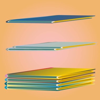 Renkli Notebook yığınları. Vektör çizim