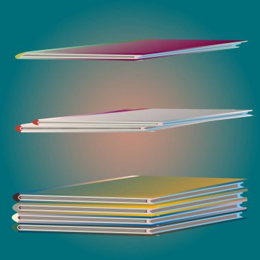 Renkli Notebook yığınları. Vektör çizim