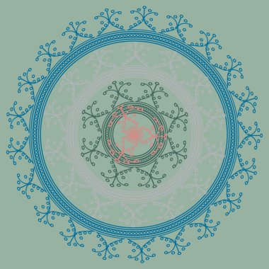 Basit renkli soyut mandala. Basit şekiller oluşan parlak dairesel süsleme. 