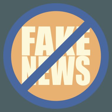 Kavramsal logo sahte haber. İnsanlığın küresel sorunlar. Vektör çizim