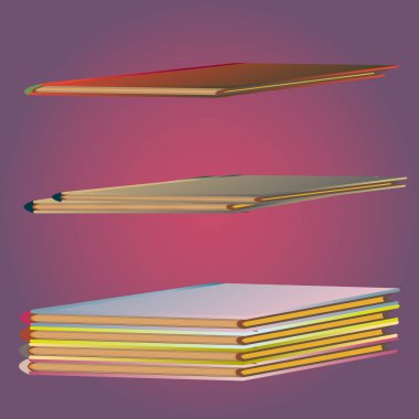 Renkli Notebook yığınları. Vektör çizim