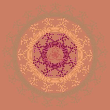 Basit renkli soyut mandala. Basit şekiller oluşan parlak dairesel süsleme. 
