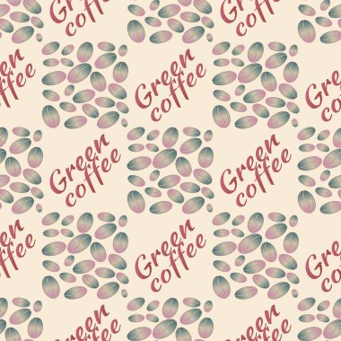 Yeşil kahve çekirdekleri Dikişsiz desen arka plan