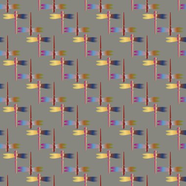 Dekoratif renkli seamless modeli ile şirin yusufçuk