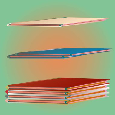 Renkli Notebook yığınları. Vektör çizim