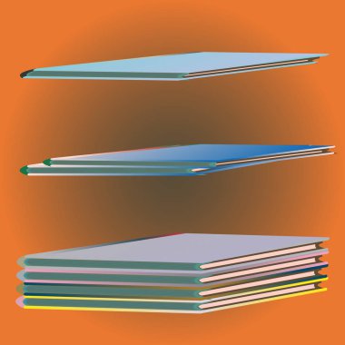 Renkli Notebook yığınları. Vektör çizim