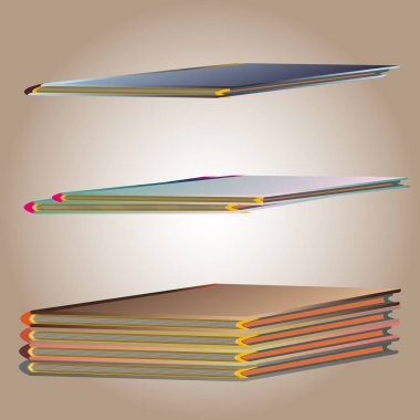 Renkli Notebook yığınları. Vektör çizim