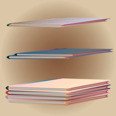 Renkli Notebook yığınları. Vektör çizim