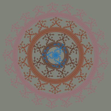 Basit renkli soyut mandala. Basit şekiller oluşan parlak dairesel süsleme. 
