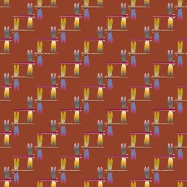 Dekoratif renkli seamless modeli ile şirin yusufçuk