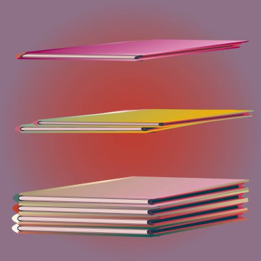 Renkli Notebook yığınları. Vektör çizim