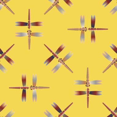 Yusufçuk, vektör çizim ile Dikişsiz soyut desen. Desen kartı, davet, ambalaj kağıdı, tekstil kumaş için 