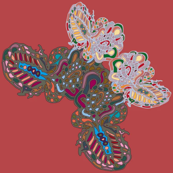 Abstracto Modelado Colorido Brillante Mariposa Con Alas Impresión Textil Ilustración — Archivo Imágenes Vectoriales