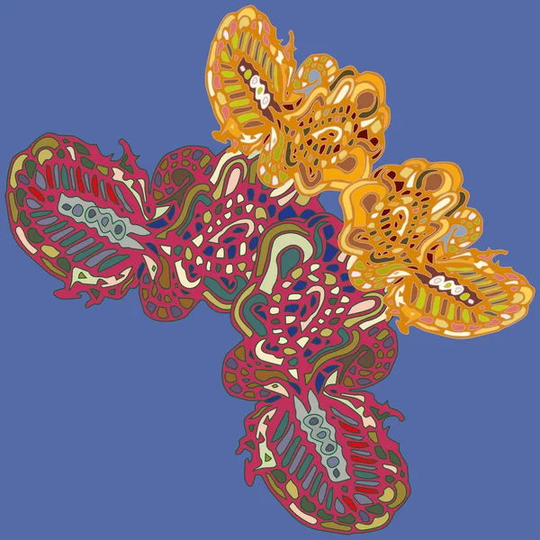 Абстрактная Узорчатая Красочная Яркая Бабочка Крыльями Текстильная Печать Векторная Иллюстрация — стоковый вектор