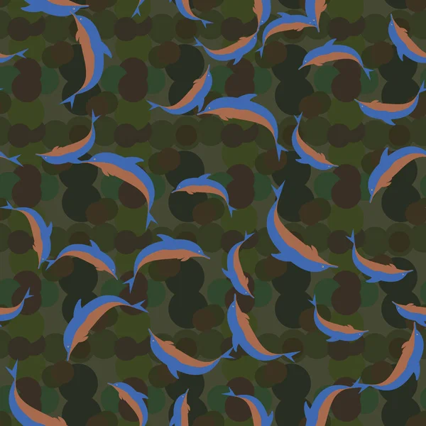 Цветные Дельфины Бесшовный Узор Иллюстрация — стоковый вектор