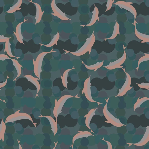 Delfines Color Patrón Sin Costura Ilustración — Vector de stock
