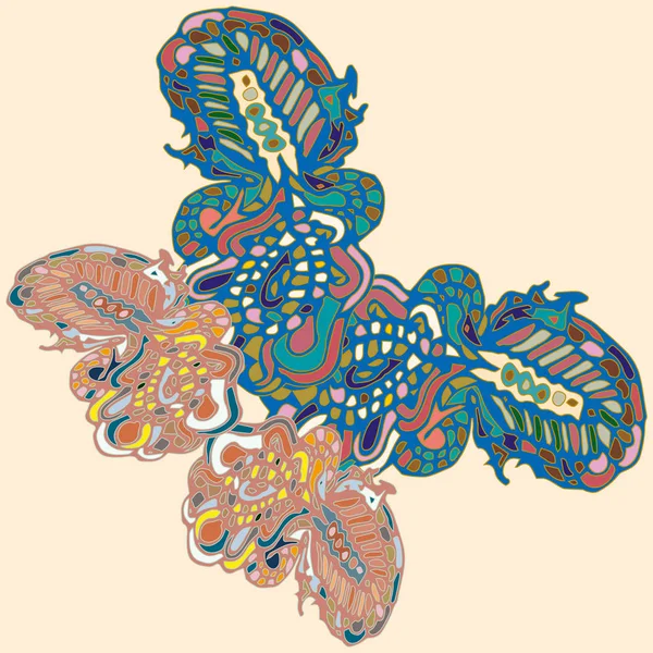 Papillon Lumineux Coloré Motifs Abstraits Avec Ailes Impression Textile Illustration — Image vectorielle