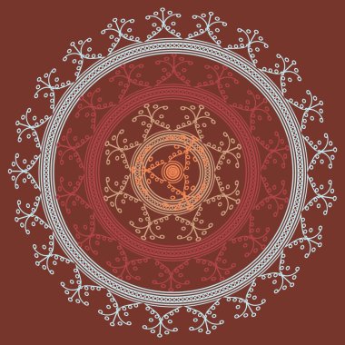 Basit renkli soyut mandala. Basit şekiller oluşan parlak dairesel süsleme. 