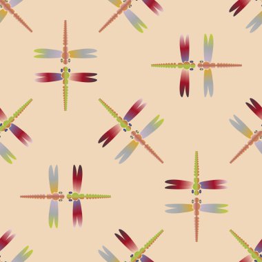 Yusufçuk, vektör çizim ile Dikişsiz soyut desen. Desen kartı, davet, ambalaj kağıdı, tekstil kumaş için 