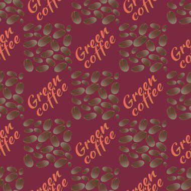 Yeşil kahve çekirdekleri Dikişsiz desen arka plan