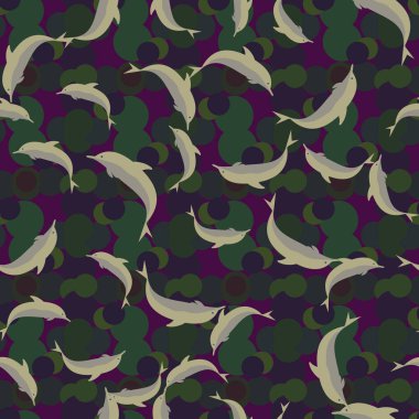 Renkli yunuslar Dikişsiz desen, çizim