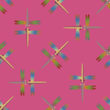 Yusufçuk, vektör çizim ile Dikişsiz soyut desen. Desen kartı, davet, ambalaj kağıdı, tekstil kumaş için 