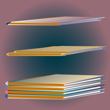 Renkli Notebook yığınları. Vektör çizim