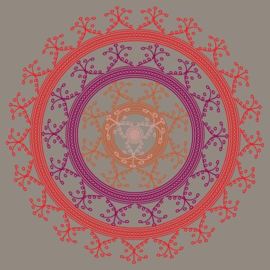 Basit renkli soyut mandala. Basit şekiller oluşan parlak dairesel süsleme. 