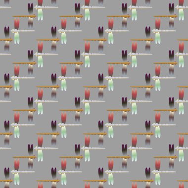 Dekoratif renkli seamless modeli ile şirin yusufçuk