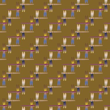 Dekoratif renkli seamless modeli ile şirin yusufçuk