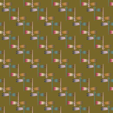 Dekoratif renkli seamless modeli ile şirin yusufçuk