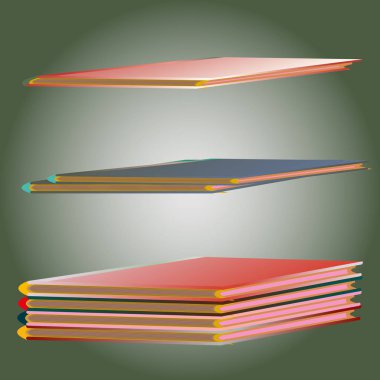 Renkli Notebook yığınları. Vektör çizim