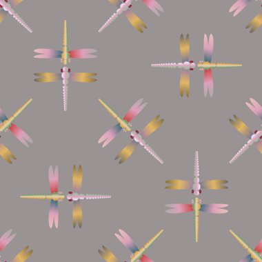 Yusufçuk, vektör çizim ile Dikişsiz soyut desen. Desen kartı, davet, ambalaj kağıdı, tekstil kumaş için 