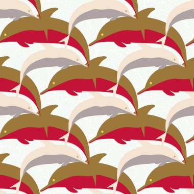 Dekoratif renkli seamless modeli sevimli yunuslar ile