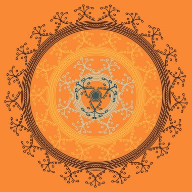 Basit renkli soyut mandala. Basit şekiller oluşan parlak dairesel süsleme. 